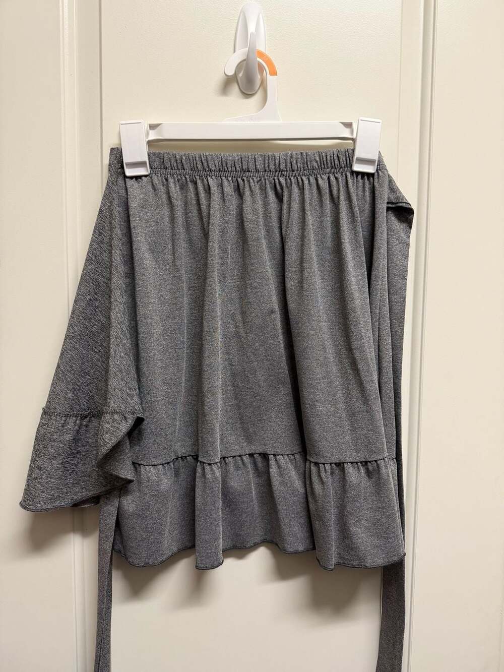 Love.u.Dear Gray Heathered Ruffle Mini Wrap Skirt